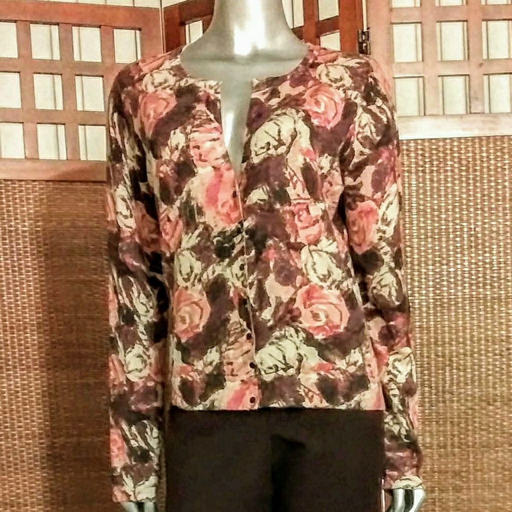 ANN TAYLOR FLORAL CARDIGAN